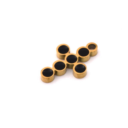 Kreuz-Charm-Anhänger schwarze Emaille goldener Edelstahl 10 x 7 mm (1)