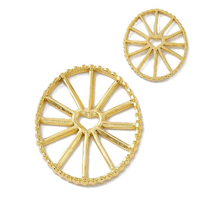 Ovaler Verbinder-Anhänger mit durchbrochenem Herz - Goldener Edelstahl 22x18mm (1)