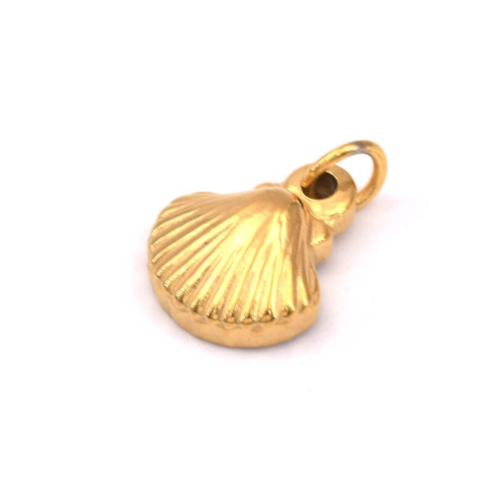 Jakobsmuschelschale Anhänger 13mm Golden Steel - Loch: 1.5mm (1)