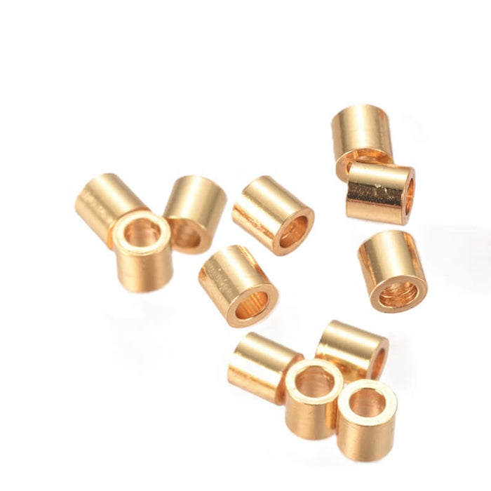 Röhrchenperlen 2 x 2 mm – goldener Edelstahl – Loch: 1 mm (10)