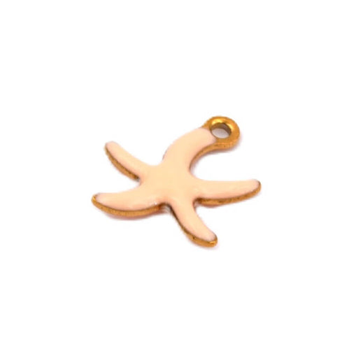 Seestern Anhänger mit beiger Emaille Goldener Stahl - 10mm - Loch: 1mm (1)