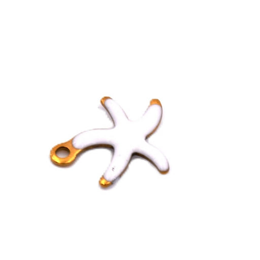 Seestern Anhänger mit weißer Emaille Goldener Stahl - 10mm - Loch: 1mm (1)