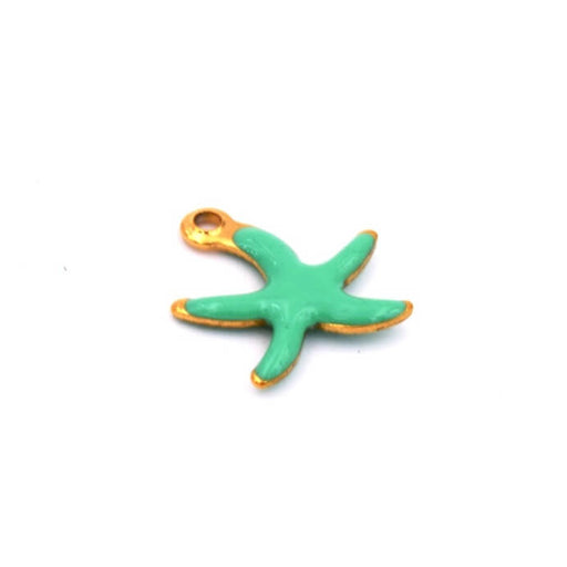 Seestern-Anhänger mit türkisfarbener Emaille Goldener Stahl - 10mm - Loch: 1mm (1)