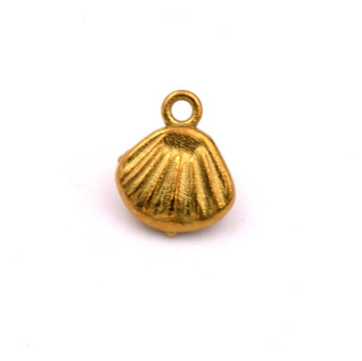 Winziger Muschel-Anhänger Goldener Edelstahl 9. 5mm - Loch: 1mm (1)