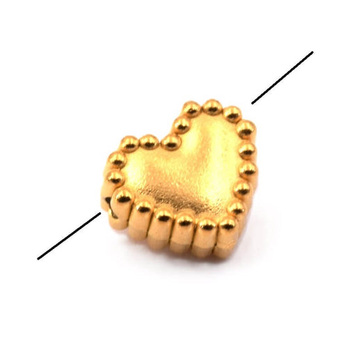 Kaufen Sie Perlen in Deutschland Geriffelte Herzperle Edelstahl goldfarben 10 x 9 mm Loch: 1 mm (1)