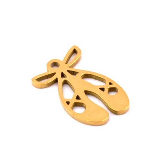 Ballerina-Schuh-Anhänger – 15 x 10 mm – goldener Stahl – Loch: 1 mm (1)