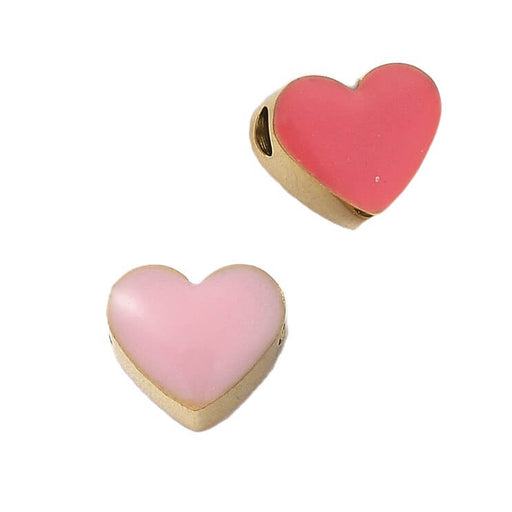 Herzperle doppelseitig rosa und fuchsia 5 mm – vergoldeter Edelstahl – Loch: 1.5 mm (1)