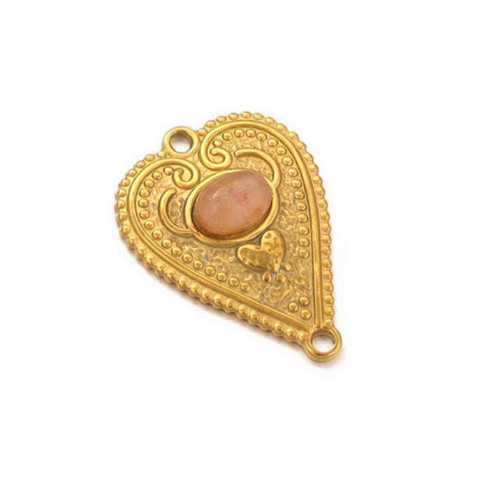Verbinder 29 x 21 mm und Achat-Cabochon – goldener Edelstahl (2)