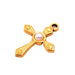 Kreuzanhänger mit Perlen-Cabochon – goldener Edelstahl – 19.5 mm (1)