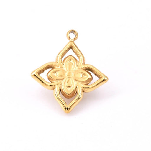 Blumenanhänger – Edelstahl goldfarben – 14.5 mm – Loch: 1 mm (1)