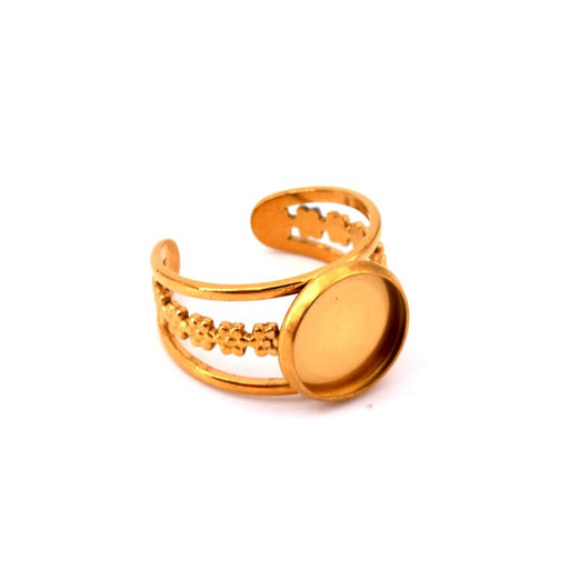 Ring mit 12-mm-Cabochon-Schale – Edelstahlring goldfarben – 18 mm (1)
