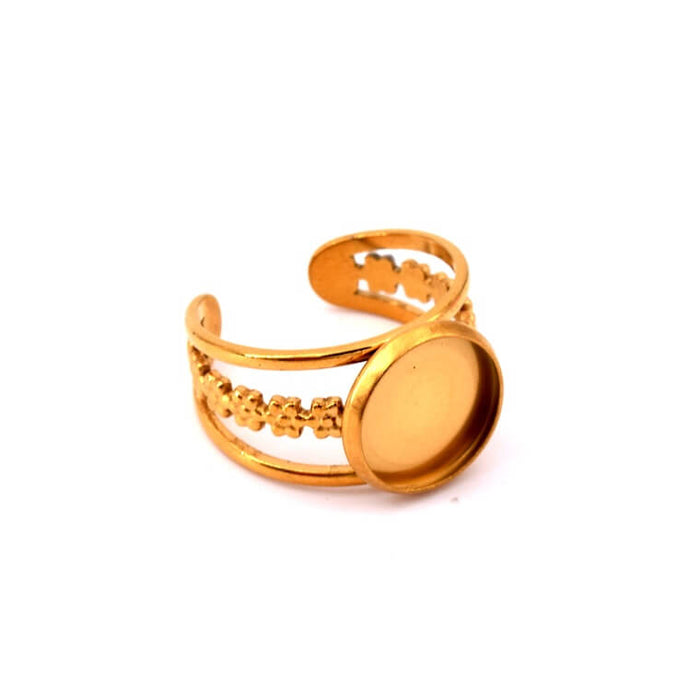 Ring mit 12-mm-Cabochon-Schale – Edelstahlring goldfarben – 18 mm (1)