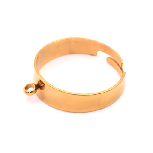 Verstellbarer Ring – 18 mm – goldener Edelstahl und Biegering – Loch: 1 mm (1)