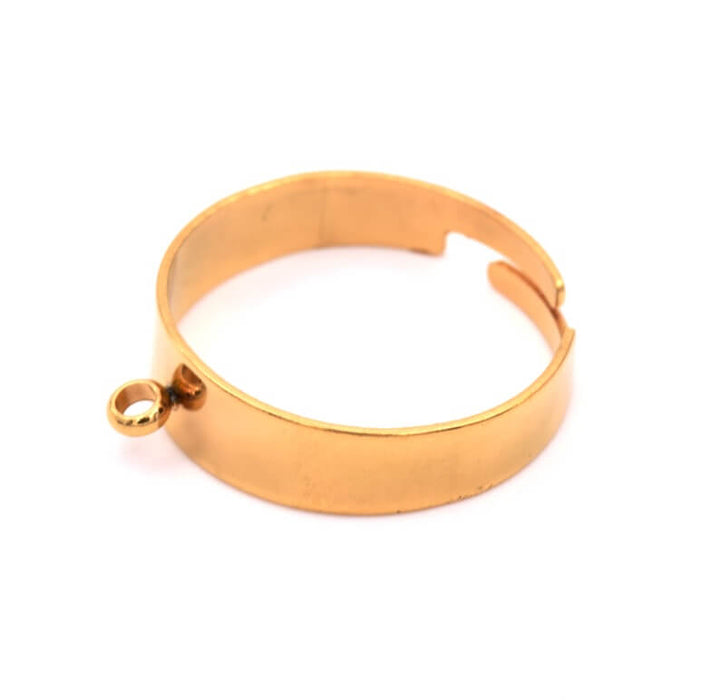 Verstellbarer Ring – 18 mm – goldener Edelstahl und Biegering – Loch: 1 mm (1)