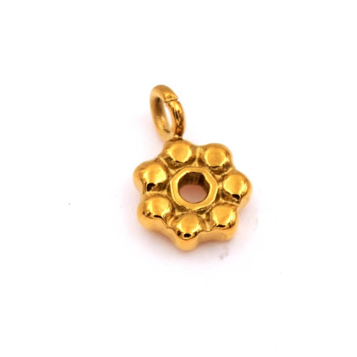 Blumenanhänger Edelstahl goldfarben – 6 mm – Loch: 1.5 mm (1)