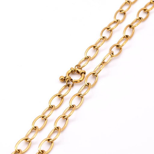 Kaufen Sie Perlen in Deutschland Halskette mit Bojenverschluss – ovale Kette aus goldfarbenem Edelstahl 41 cm – 1 mm (1)