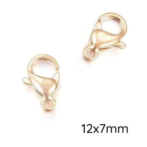 Kaufen Sie Perlen in Deutschland Karabinerverschluss – Edelstahl goldfarben 12 x 7 mm – Loch: 1 mm (2)