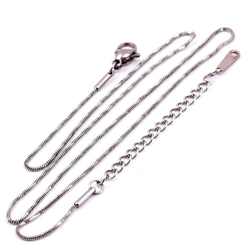 Gedrehte Schlangenkette aus Edelstahl – 40 + 6 cm – 1 mm (1)