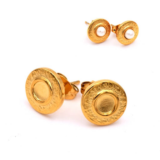 Runde Ohrstecker für 4mm Cabochons – Golden Edelstahl (2)