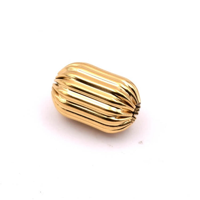 Gerillte Röhrchenperle aus goldfarbenem Edelstahl – 12 x 8 mm (1)