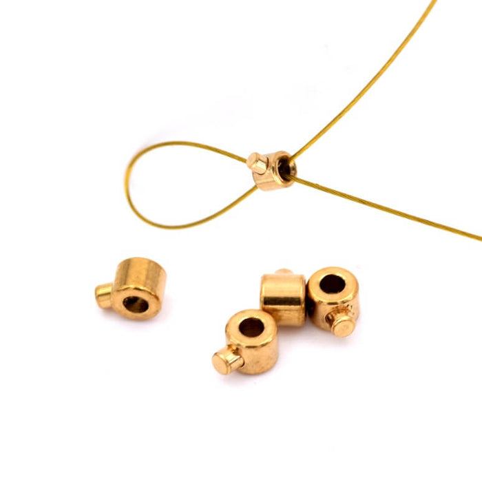 Quetschperle für Kabel – Goldfarbener Edelstahl – 3 mm – Loch: 1 mm (4)