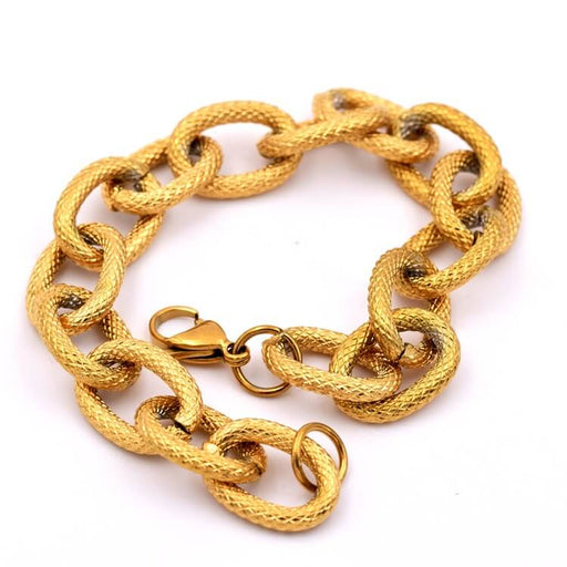 Kaufen Sie Perlen in Deutschland Ovales Netzarmband – Goldfarbener Edelstahl – 18 x 13 mm – 22.5 cm (1)