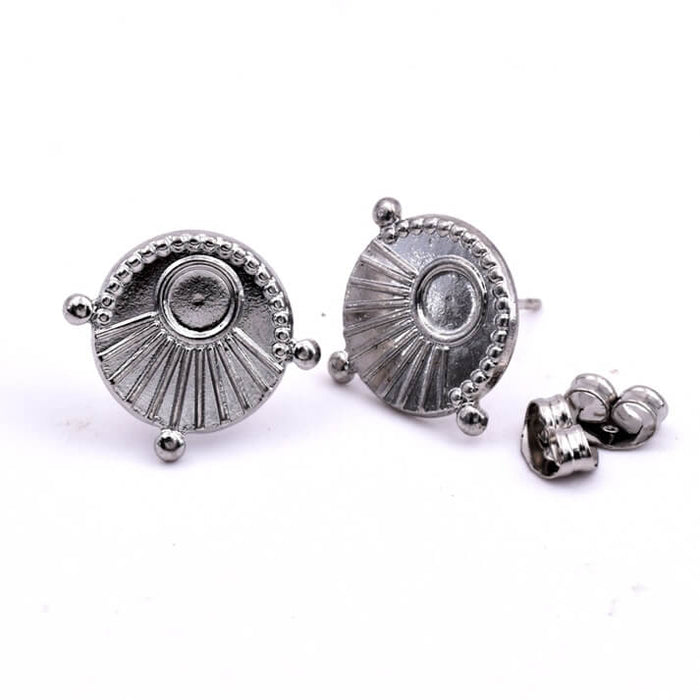Ethnische Ohrstecker aus Stahl für 4mm Cabochon (2)