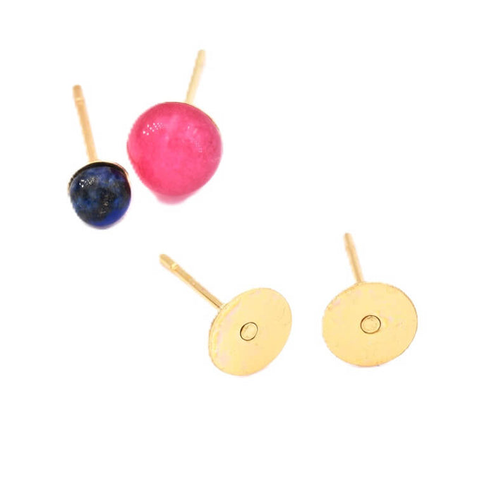 Ohrstecker – goldfarbener Stahl – 6 mm Scheibe und 0.7 mm Stecker (4)
