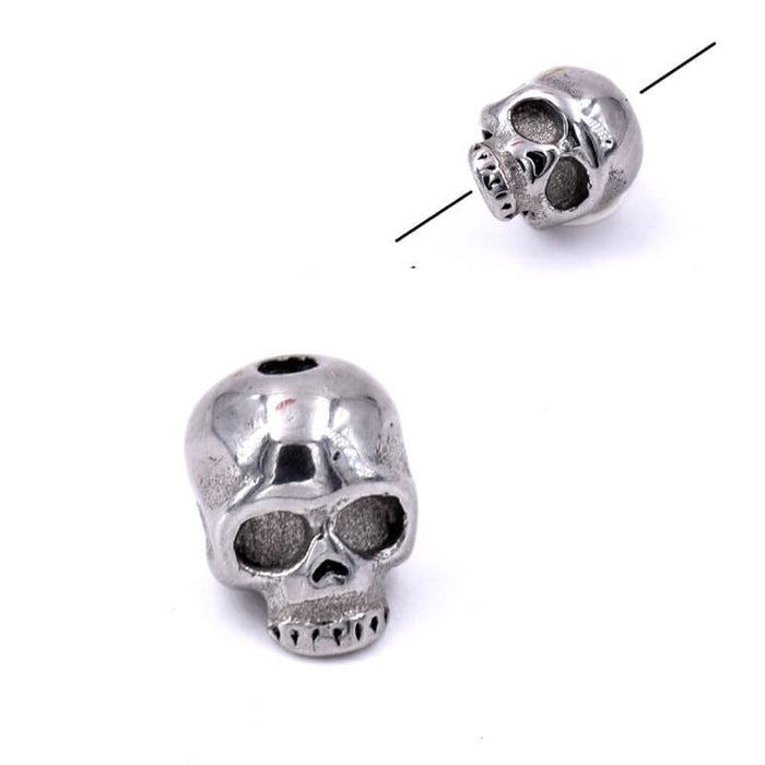 Totenkopfperle mit vertikalem Loch – Stahl 8 x 6 mm – Loch: 1.6 mm (1)