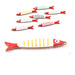 Anhänger Fisch – goldfarbener Stahl mit gelben Streifen-Emaille – 40 x 8 mm (1)