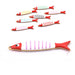 Anhänger Fisch – goldfarbener Stahl mit violetten Streifen-Emaille – 40 x 8 mm (1)