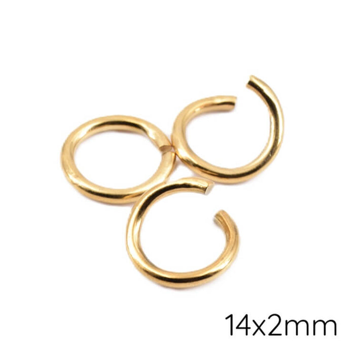Offene Biegeringe – goldfarbener Edelstahl – 14 x 2 mm (3)