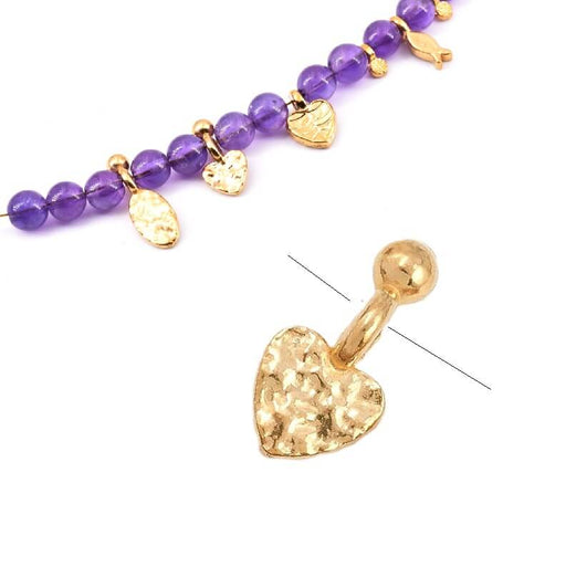 Anhängerperle (Kugel & Herz) – goldfarbener Edelstahl – 12 mm – Bohrung: 1.8 mm (1)