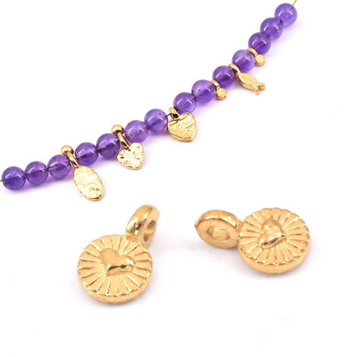 Winziger Herz-Anhänger – Goldfarbener Stahl – 5 mm (2)