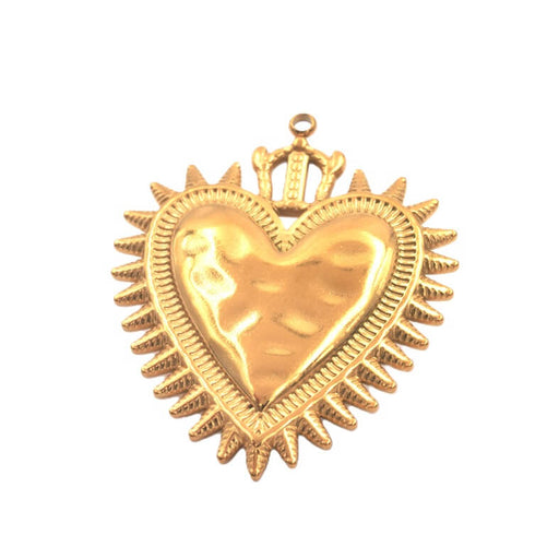 Herz-Anhänger goldfarbener Edelstahl 40 x 35 mm – Loch: 1.5 mm (1)