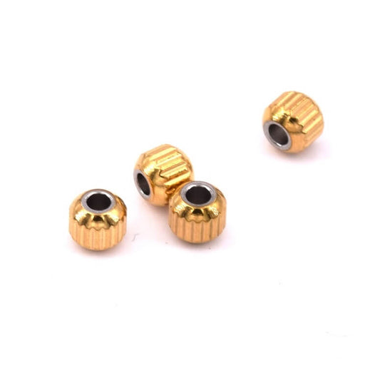 Kaufen Sie Perlen in Deutschland Rondelle Perle goldener Edelstahl 4x3.5mm - Loch: 1.6mm (4)