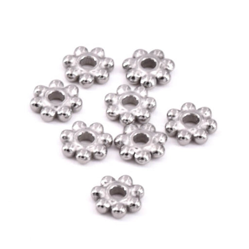 Kaufen Sie Perlen in Deutschland Spacer Heishi Perle Edelstahl - 4x1,2mm - Loch: 1mm (20)
