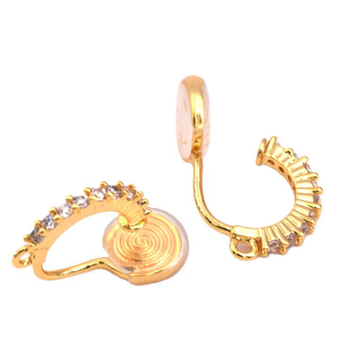 Ohrclips aus Goldmessing. 15 mm. Zirkonia (2)