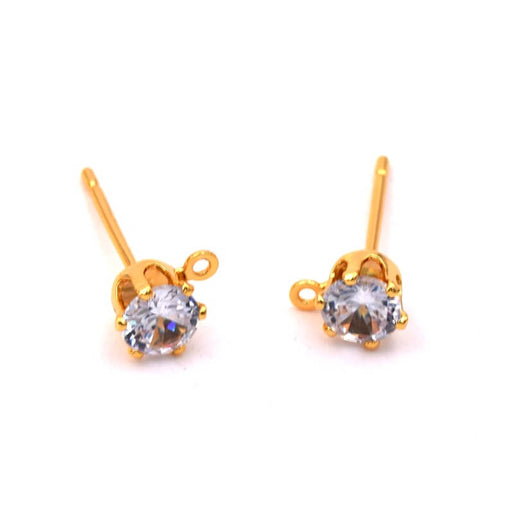 Ohrstecker mit Zirkonia goldenes Messing – 17 x 6 mm – Loch: 1 mm (2)