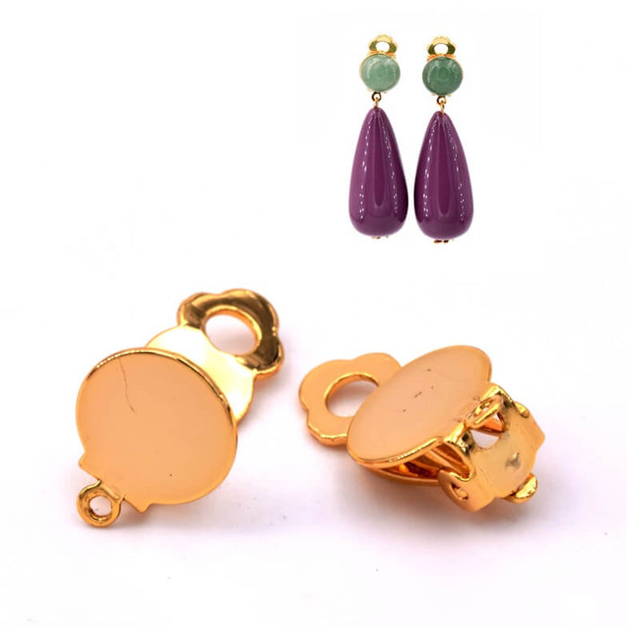 Ohrclips mit Ring – Messing vergoldet – 10.5 mm – Loch: 0,8 mm (2)