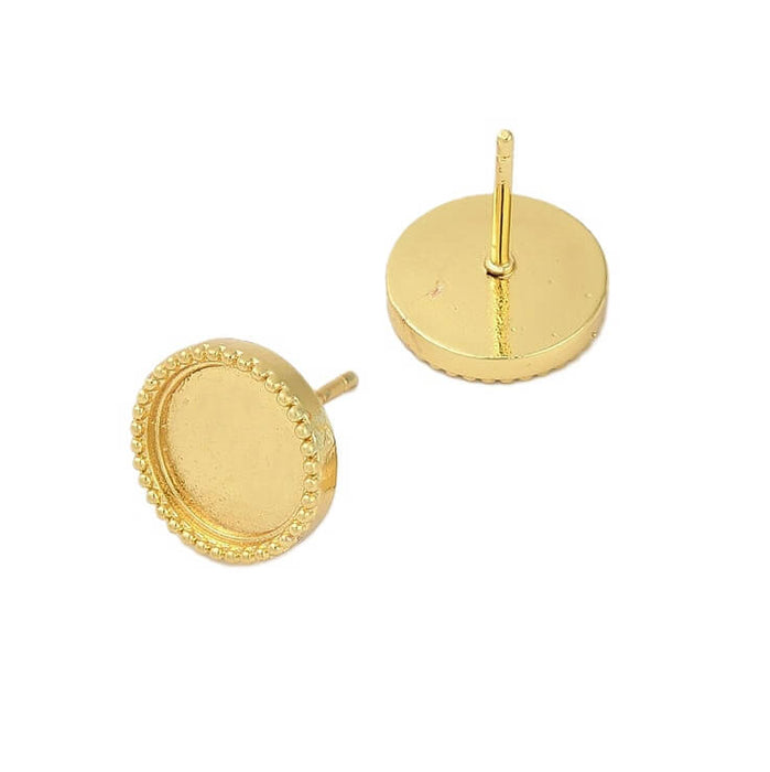 Ohrstecker für 10-mm-Cabochon – Messinggold (1 Paar)
