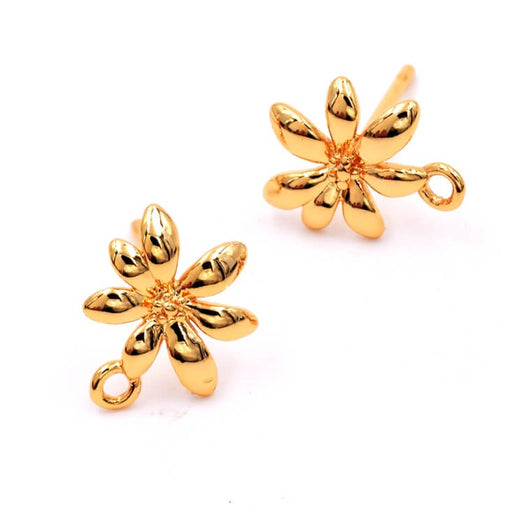 Ohrstecker in Blumenform – goldfarbenes Messing – 10 mm – Loch: 1 mm (2)