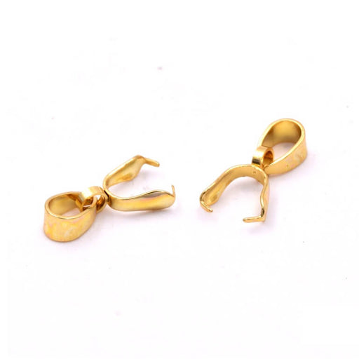 Kaufen Sie Perlen in Deutschland Anhängerösen Goldfarbener Stahl – 11 x 8 x 3 mm – Dorn: 0.8 mm (2)