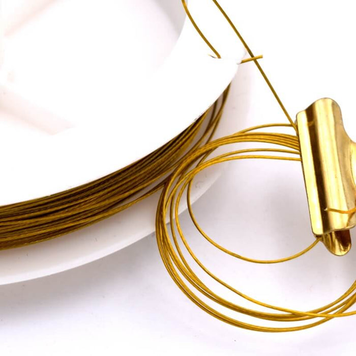 Stahldraht mit Nylonbeschichtung – 0.38 mm – goldbronziert – Spule (50 m)
