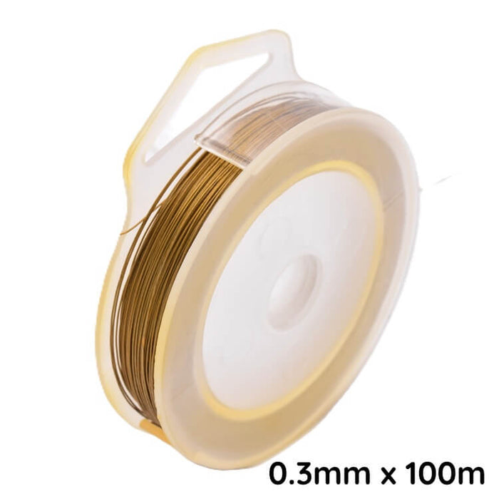 Goldenes Stahlkabel mit Bronzefinish und Nylonummantelung – 0.30 mm (100 m)