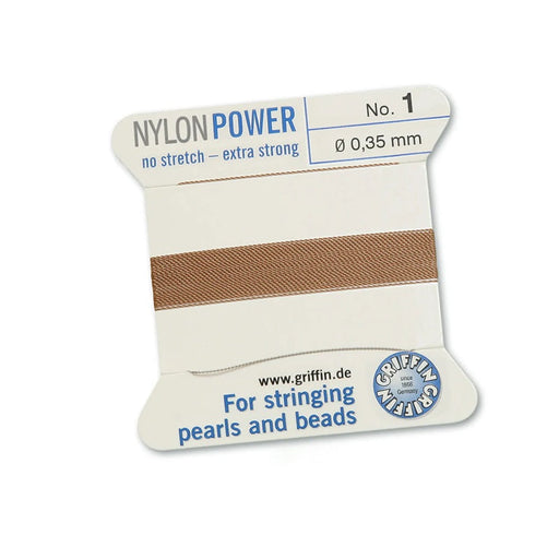 Kaufen Sie Perlen in Deutschland Beiges Nylongarn NYLONPOWER 0.35 mm x 2 m mit Nadel (1)