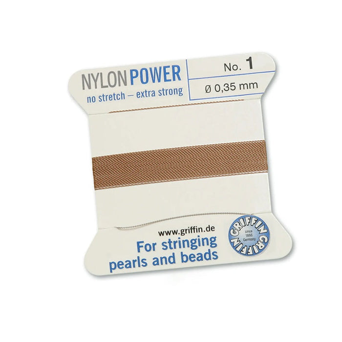 Beiges Nylongarn NYLONPOWER 0.35 mm x 2 m mit Nadel (1)