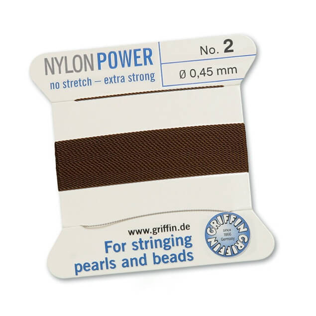 Beigebrauner Nylonfaden NYLONPOWER 0.45 mm pro 2 m mit Nadel (1)