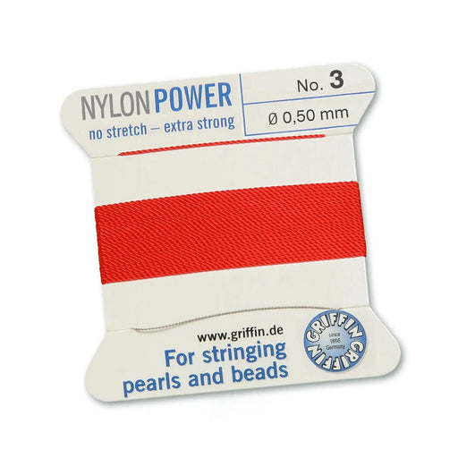 NYLONPOWER-Faden – Rot. 0.50 mm – 2 m Länge mit Nadel (1)