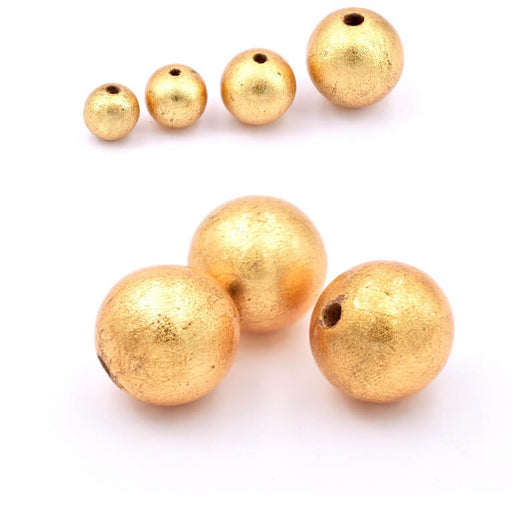 Kaufen Sie Perlen in Deutschland Runde Holzperle vergoldet mit Blattgold 18mm - Loch: 3mm (3)